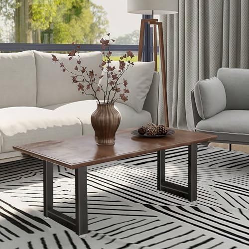 Image of 20 inch Metal Table Legs with Adjustable Protector Feet, Heavy Duty Furniture Legs Set of 2, Modern Desk Legs for DIY Dinning Table, Coffee Table, Cocktail Table, Rectangle Shape (20 inchH x 13 inchW)