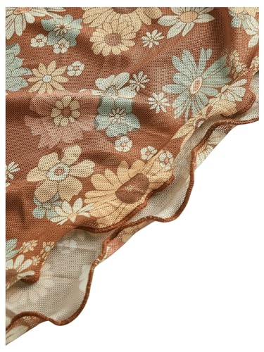 Image of Floerns Women's Plus Size Allover Floral Print Draped Halter Neck Tie Back Bodycon Dress Brown Multi 4XL