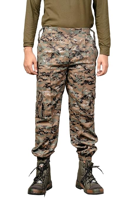 pava Army Print Men’s Digital Camouflage Cargo Jogger Pants | Tactical Army Print Track Pant | Multi Pocket Outdoor & Casual Wear Lower for Men (Regular, Standard, Dark Cobra)-picture-11