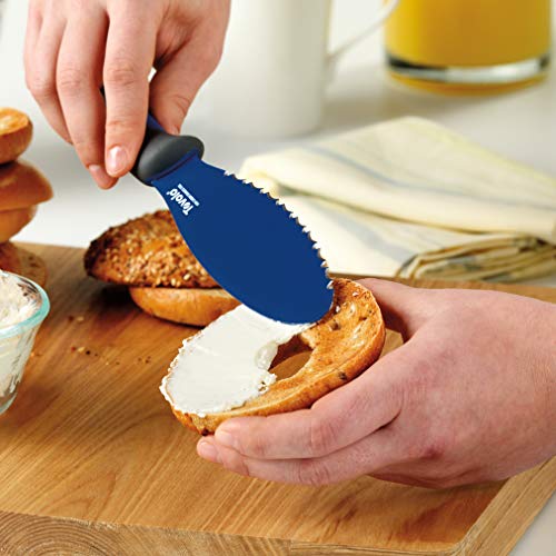 Image of Tovolo 5.5 inch Slicer With Comfort Grip Handle, Serrated Kitchen Knife for Bagels, Sharp High-Carbon Steel Blade, Dishwasher Safe & BPA-Free, Lx 6 in, Deep Indigo