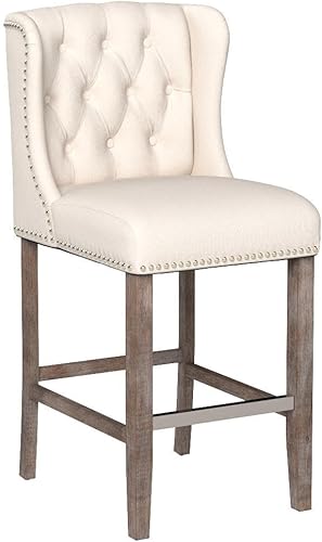 Miniatura 5 de HOMCOM Juego de 2 taburetes de bar de altura de mostrador, taburetes de bar tapizados de altura de asiento de 27 pulgadas, taburetes de isla de