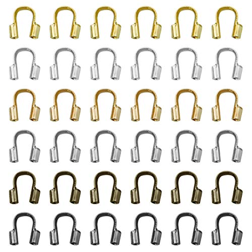 600 Pcs Brass Wire Protector, Fengek U Shape Wire Guardian Loops for Earring Necklace Bracelet Making, 6 Colors