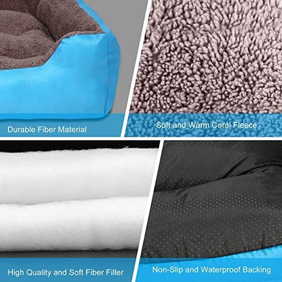 Image of SITSNOOZE Reversible Orthopedic Donut Dog Bed Large Size for Pets 10 to 20 kg Washable Cotton Sofa for Labrador, German Shepherd and Golden Retriever (Sky Blue, L)