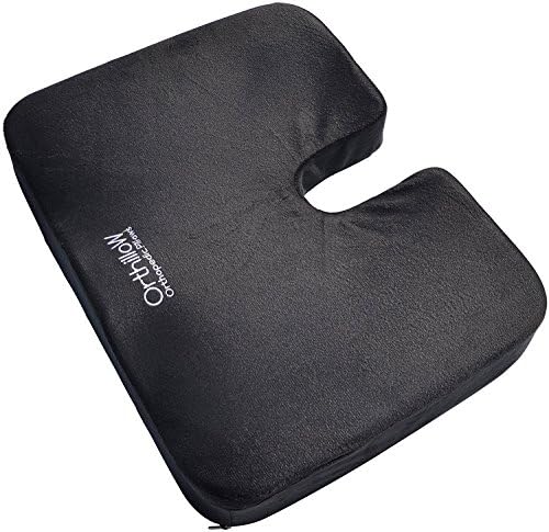 NON SLIP Coccyx U-Shaped Orthopedic Seat Comfort Cushion for Lower Back Pain Tailbone Sciatica Relief and Support. Best, Firm Memory Foam. Extra Soft for Maternity, Car, Bed, and Travel. Black.