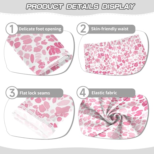 KLL Pink Glitter Leopard Print Little Girls Athletic Leggings Stretch High Waisted Sweatpants Sports3