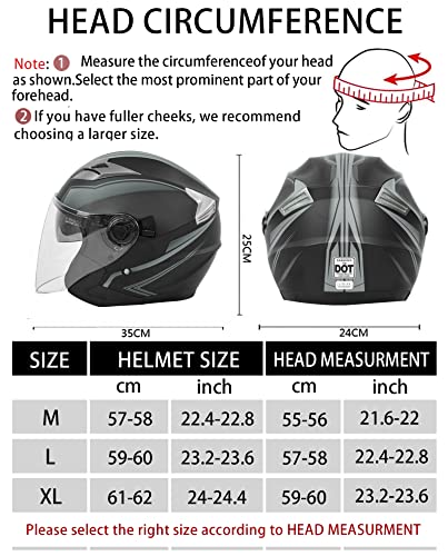 Motorcycle Scooter Helmet,Adult Open-Face Motorbike Helmet Double Visor Fashion Personality For Men And Women Dot Approved (Large, Red) #TOP5