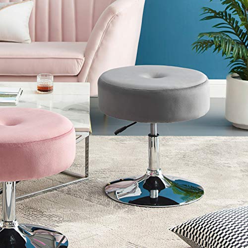 Art Leon Vanity Stool Large, Modern Velvet Upholstered Makeup Vanity Stool, Adjustable Height