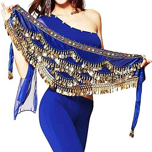 truee Pañuelo Danza del Vientre, Cinturón para Danza India, Pañuelo Profesional para Cadera, Representaciones de Cumpleaños, para Actuaciones, Fiestas, Celebraciones, Bailes de Estudio (Azul)