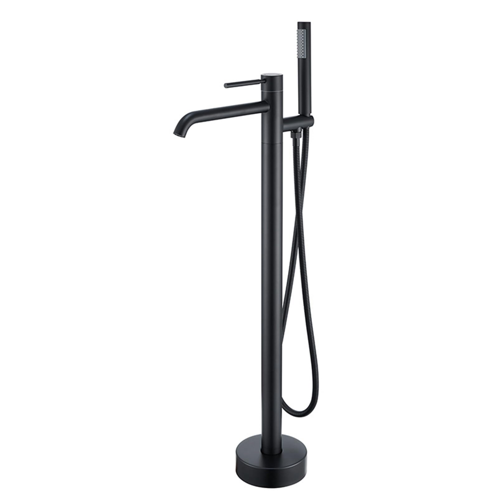 SBCGFY Modern Freestanding Bathtub Faucet With Shower Waterfall, 360° Rotating Single Handle Bath Mixer Tap, Chrome Finish Bathroom Tub Tap,Black