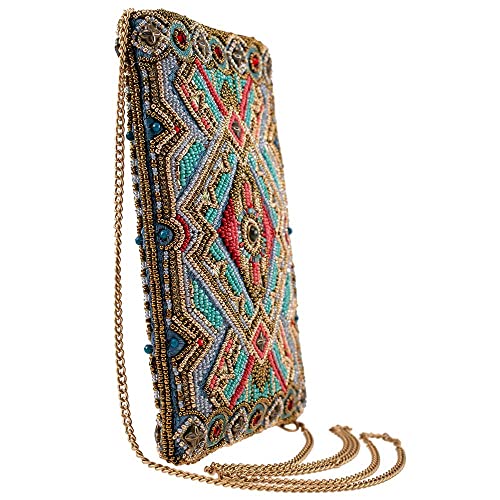 Mary Frances Native Girl Beaded Crossbody Cell Phone Bag with Tribal Design, Multicolor3