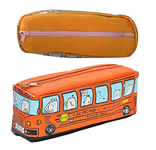 Preisvergleich Produktbild Artiliy Federmäppchen Cartoon Auto Federmäppchen Canvas Schreibwaren Aufbewahrungstasche Große Kapazität Reißverschluss Bleistifttasche geeignet für Jungen und Mädchen 19.5 * 6.5 * 6cm Orange