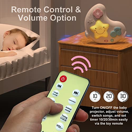 cxjoigxi White Noise Machine and Baby Soother with Remote, 108 Lullaby Music, Soothing Sounds and Night Light for Newborn Nursery Sleeping, Musical Crib Toy, Portable Baby Sound Machine for Travel - Image 3