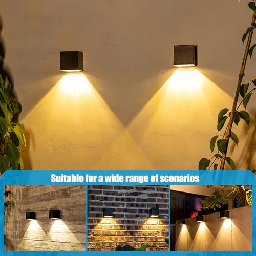 YUNYODA Solar Wall Lights, 2 Pack Outdoor Solar Fence Lights with 2 Lighting Modes - Image 2