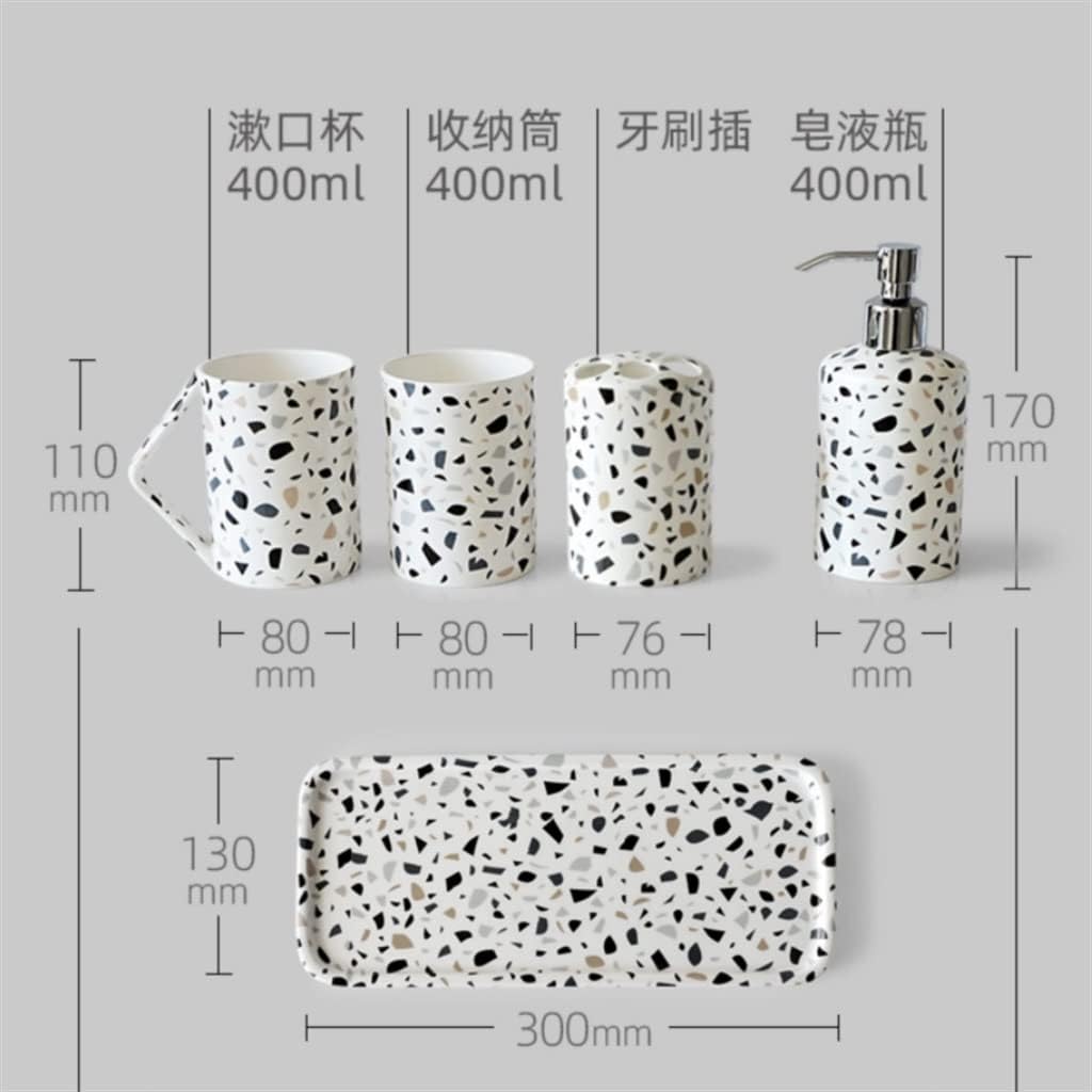 Terrazzo Grain Bone China Washing Brush Teeth Mouthwash Cup Toothbrush Ceramic Set Combination Household
