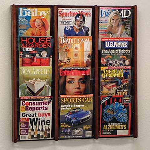 Wooden Mallet 12-Pocket Stance Wall Display, Dark red mahogany Cover