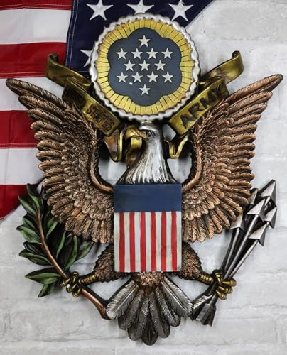 Ebros Gift HGBBG Patriotic Us United States Army Military Branch American Great Seal Bald Eagle With Olive Branch And Arrows Wall Decor Plaque Figurine Honor Valor And Bravery Memorial Accent thumb #7