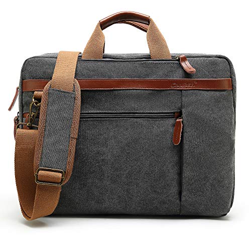 Preisvergleich Produktbild CoolBell umwandelbar Laptop Tasche Messenger Bag Herren Aktentasche Umhängetasche Multifunktionale Businesstasche Reisen Rucksack passend für 15-15,6 Zoll MacBook Notebook(Leinwand Grau)