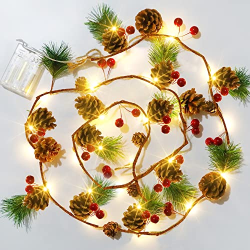 Dazzle Bright Pine Cone Christmas String Lights, Total 6.5FT 20LED...