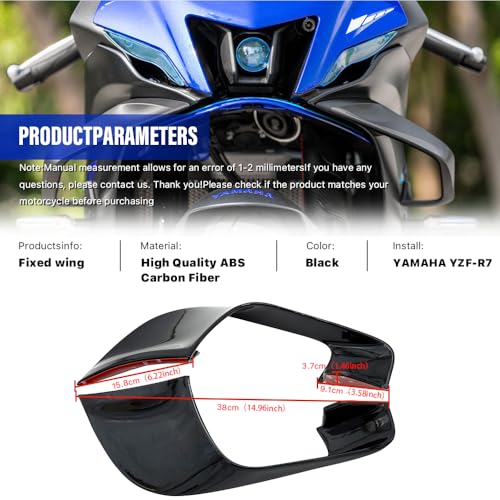 Image of MANCANL Motorcycle Winglet Fairings for Yamaha YZF-R7 (2021-2024) - Spoiler Wing for Motorcycle Lightweight, Durable ABS Plastic, Easy Install (Bright Black)
