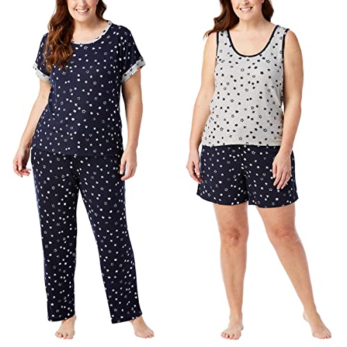 Image of Lucky Brand Women's Pajama Set - 4 Piece Sleep Shirt, Tank Top, Pajama Pants, Lounge Shorts (S-XL)