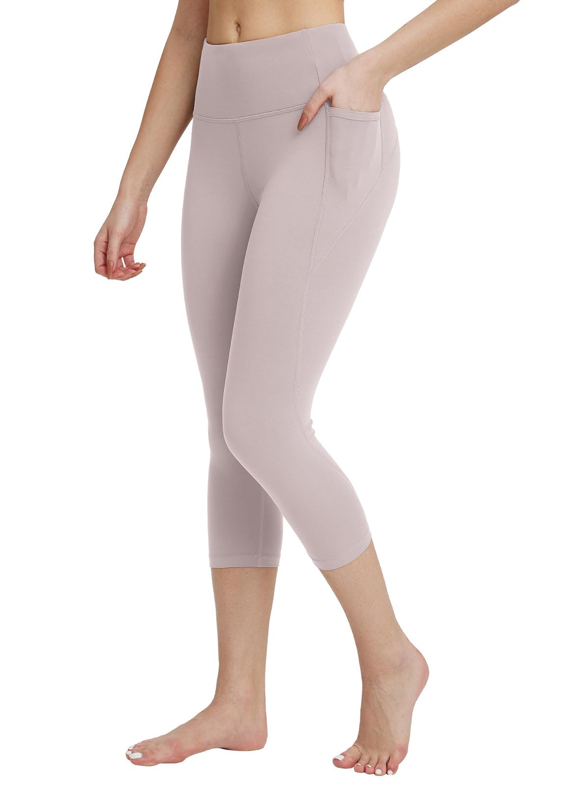baleaf Women's Capri Leggings with Pockets High Waisted Workout Yoga Running Gym Pants for Casual Summer