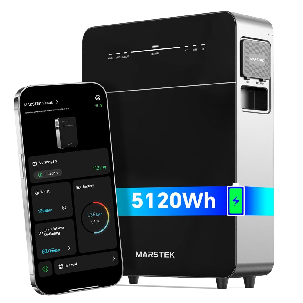 Marstek Venus E 3.0 Balkonkraftwerk mit Speicher: AC Gekoppelt Energiespeichersystem, 0% MwSt, 5,12kWh LFP Speicher für Balkonkraftwerk, 2500W PV Eingang/Ausgang, Plug&Play, Erweiterbar bis 15,36kWh