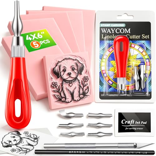 WAYCOM 5-Pack Linoleum Blocks for Printmaking