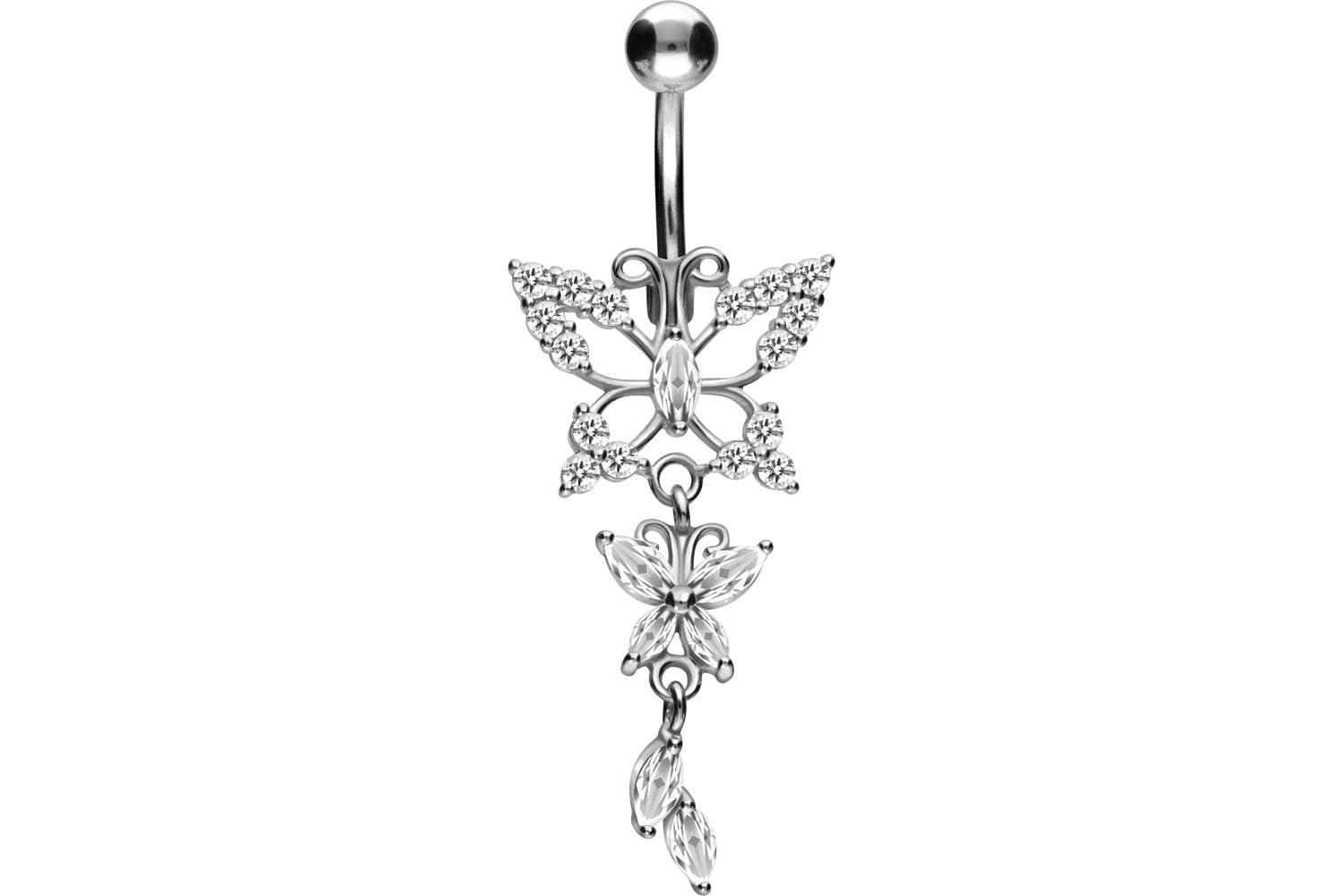 PIERCINGLINE piercing ombligo titanio | Mariposas plata 925 | Piercing Bananabell Plátano | selección de color