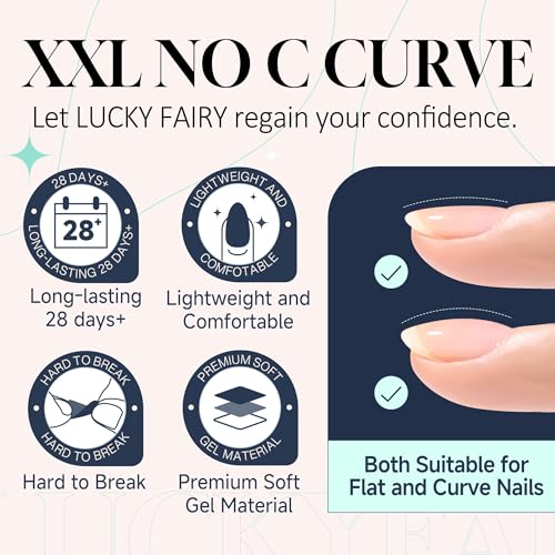 Image of 504PCS No C Curve Nail Tips Square XXL Extra Long Tapered Square Nail Tips for Acrylic Nails Professional 12 Sizes Half Cover Straight Clear Fake Nails for Nail Extensions Salons DIY at Home