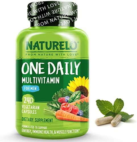 NATURELO One Daily Multivitamin for Men - with Vitamins & Minerals + Organic Whole Foods - Supplement to Boost Energy, General Health - Non-GMO - 240 Capsules - 8 Month Supply