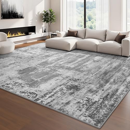 Tapete de sala HOMORE 6x9 gris antideslizante lavable miniatura 1