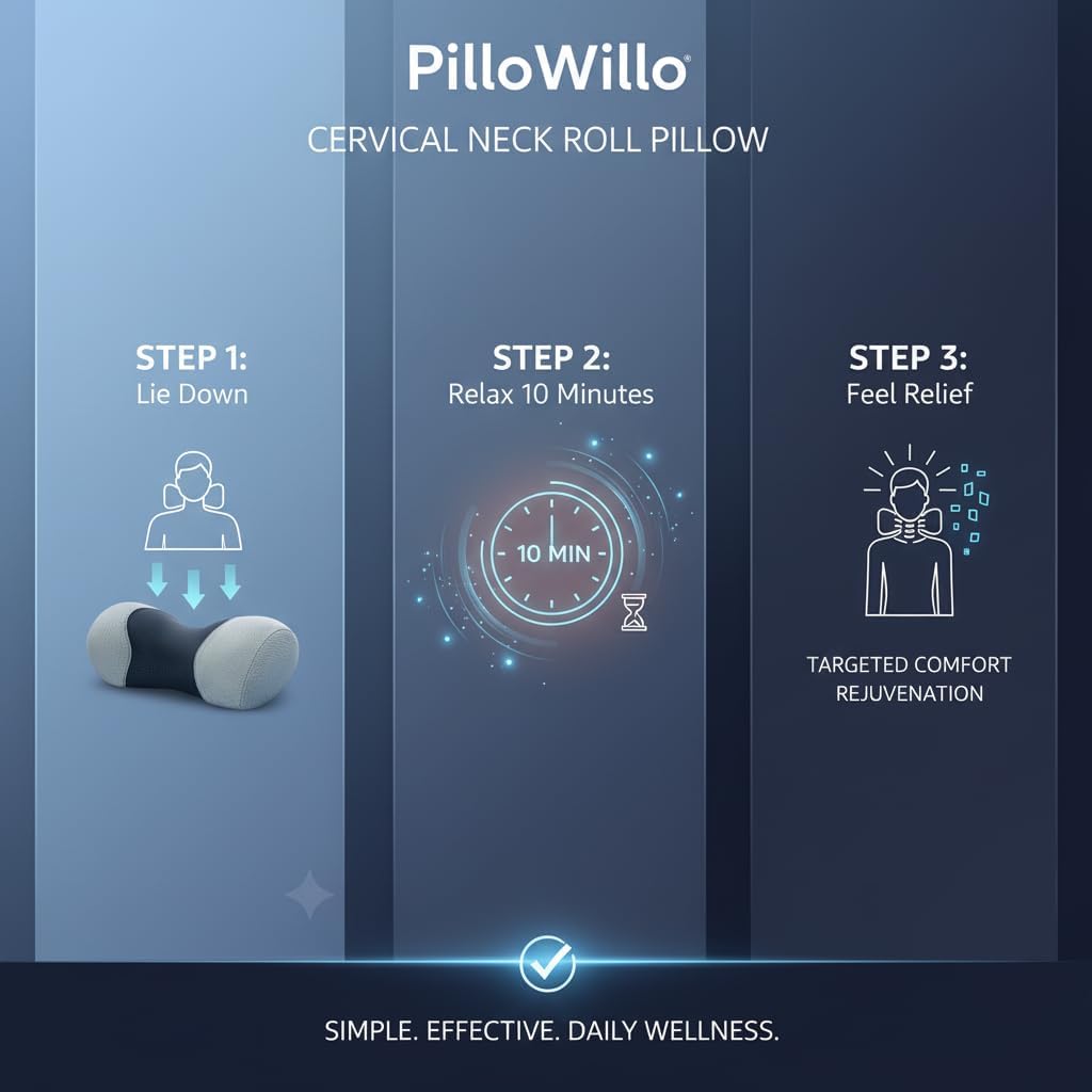 Cervical Neck Roll Traction Pillow | Neck Shoulder Muscle Relaxer | Cervical Spine Alignment & Tension Relief | No More Neck Pain | Breathable Pillowcase, Memory Foam, Odorless, Small - Image 7