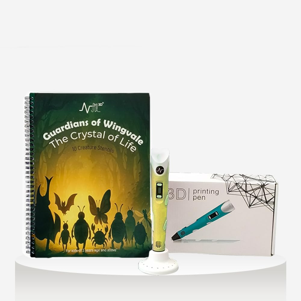 NFIL3D Pen for Kids & Adults | 3D Pen Starter Kit – Includes 3Pcs Filament 5Meter Each,1Pcs Cable, 1Pcs Stand, & 1Pcs Pen with Stencil Book - for Kids & Gift Set for Birthday (Yellow)-image-27