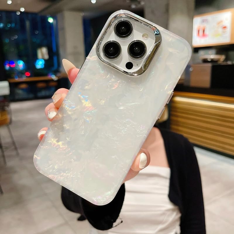 Image of COVERLY TPU for iPhone 16 Pro Max Holographic Marble Glitter Case,Luxury Laser Colorful Dreamy Hard Phone Case Camera Lens Protection Nebula Shockproof Case Aesthetic Cover for Apple iPhone 16 Pro Max