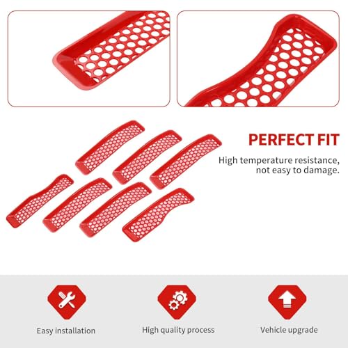Image of 7PCS Mesh Grille Inserts Fit for Jeep Wrangler JL Sport /Sport S 2018-2024 (Red)