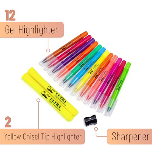 Image of Mr. Pen- No Bleed Gel Highlighters, Colorful, 12 Pack