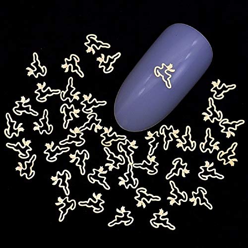 100pcs Deer Nails Art Decorations Gold Nail Accessories Manicure 3D Metal Nail Charms Rhinestone Studs DIY Metal Flakes