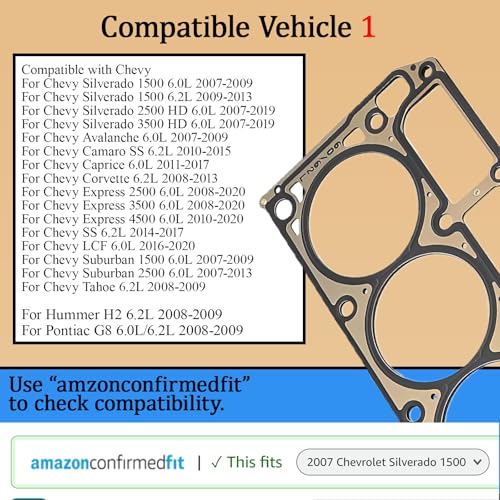 Image of 12610046 5-Layer Head Gaskets Sets 2PCS for GM for Chevrolet Silverado Express GMC Sierra Yukon XL Cadillac Escalade Hummer Pontiac SAAB, for Engines 6.0L 6.2L LQ4 LQ9 L96 L76 LY6 L92 L99
