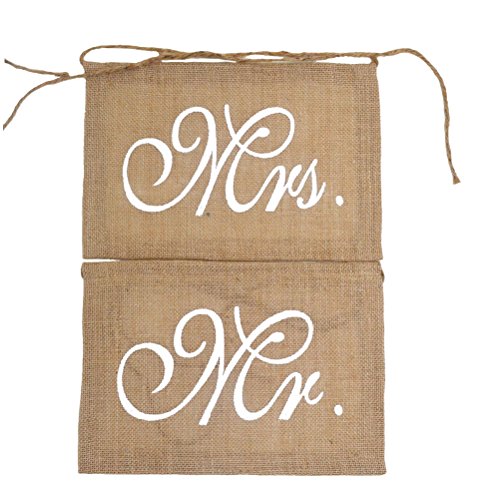 PIXNOR Toile de jute chaise bannière ensemble, Mr Mrs Président signe Garland Vintage chaise parti de décoration de mariage