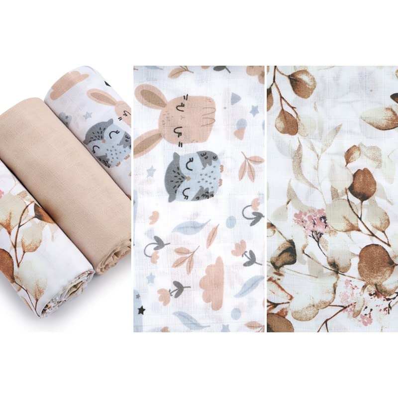 Set 3 Mussole Di Cotone Per Neonato - 70x70 Cm, Multiuso: Bavaglino, Coperta, Protezione Solare, Certificato Oeko-Tex - Foto 4