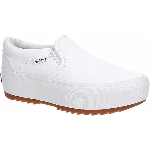 Vans Unisex Asher Platform Sneaker - Slip On Style - Canvas White