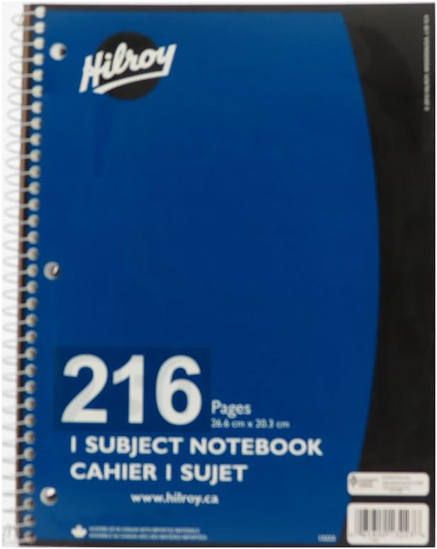 1 Subject Notebook Hilroy 216 Page