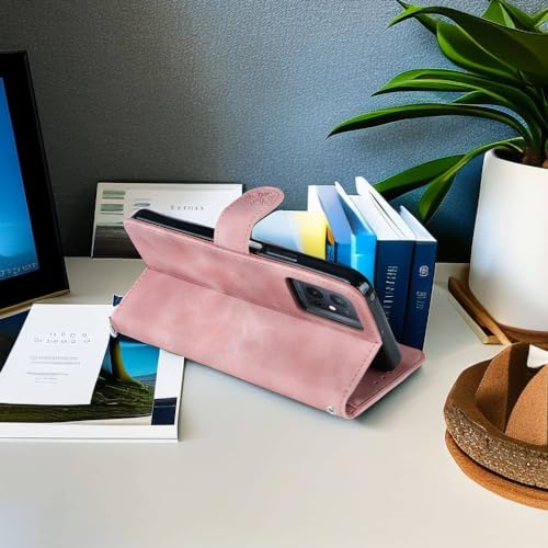 Image of amazon basics Moto Edge 60 Stylus 5G Flip Cover | Card Pockets Wallet & Stand | Flip Cover for Moto Edge 60 Stylus 5G (Pink Flower)