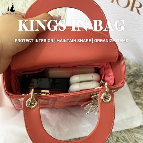 Image of Purse Organizer Insert for Lady Dior New Medium Bags, Satin Luxury Bag Insert, Lightweight & Portable Purse Shaper with Pockets, Ideal for Travel, Shopping, and Daily Use(Rose Lipstick, Lady New M)
