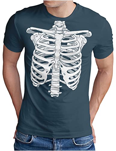 T-shirt squelette denim motif os triple imprimé vêtement homme