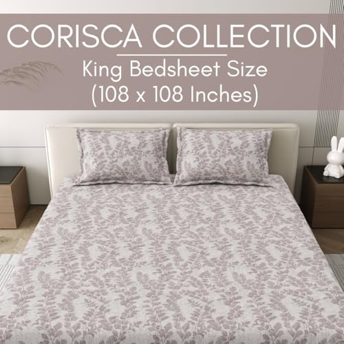 Image of Mafatlal 186 Tc Corsica Pure Cotton Bedsheet King Size | 274 X 274 Cm | Summer Comfortable Sabana for Soft Comfortable Sleep | Includes 2 Pillow Covers | Grey Illusions