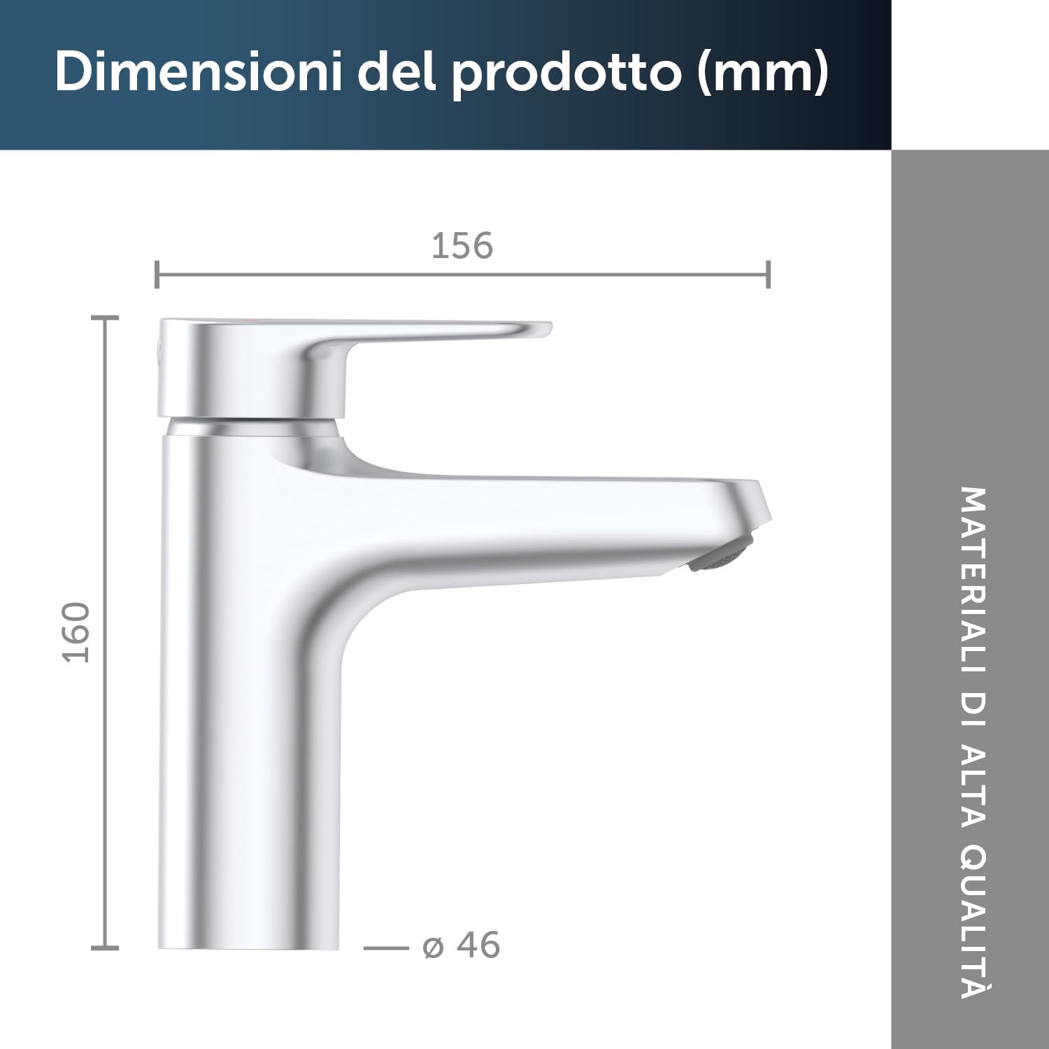 Ideal Standard – Alu+ Miscelatore da lavabo, 120 mm proiezione del beccuccio, Raddrizzatore di flusso, risparmio d'acqua, tecnologia Blue Start, FirmaFlow, elementi principali in alluminio, Silver