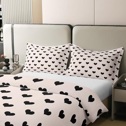 Housse de couette 140x200 coton parure de lit enfants cœurs - 5