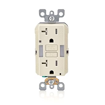 Leviton GFNL2-T Self-Test Smartlockpro Slim GFCI Tamper-Resistant Receptacle with Guidelight & LED Indicator, 20 Amp, 3 Pack, Light Almond