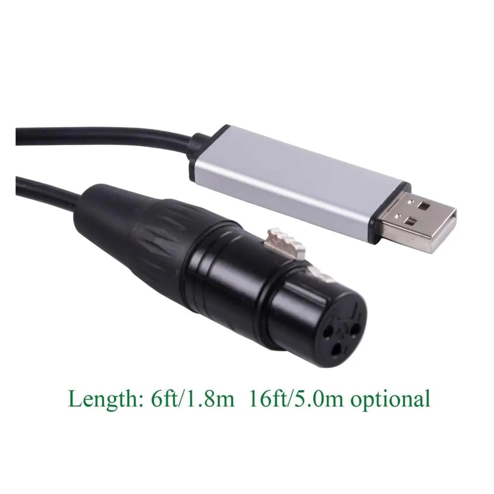 AANAN Câble adaptateur USB vers DMX 3P XLR femelle RS485, convertisseur de données PC for éclairage de scène DMX512(5M)